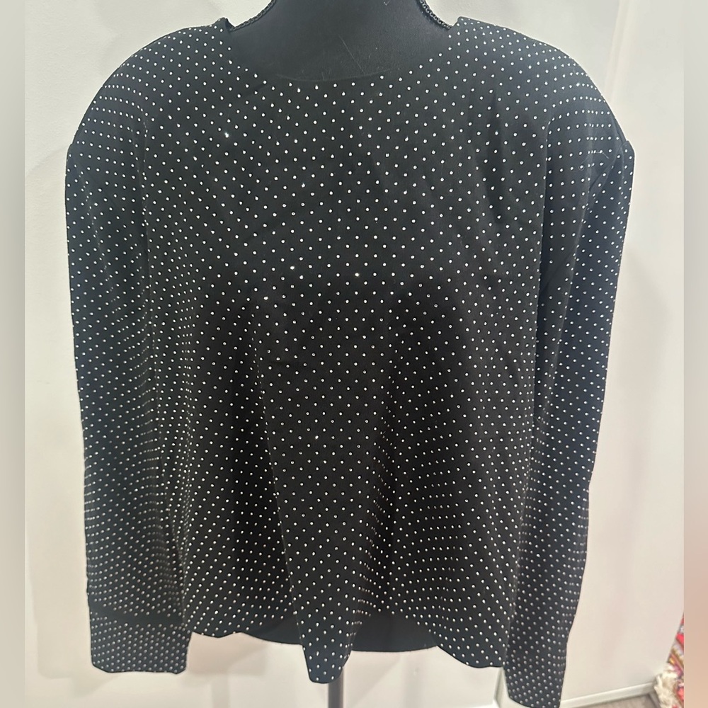 Cropped Black Rhinestone Cropped Shirt (XXL)